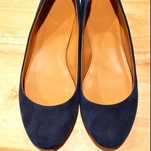 J.Crew blue velvety suede flats